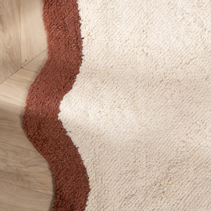 Rond Wasbaar vloerkleed - Hazy Bruin/Creme