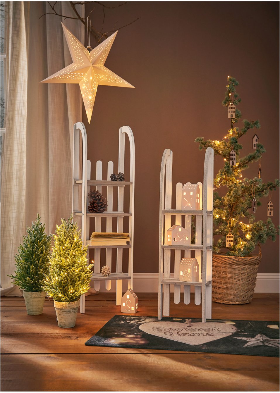 Sapin de Noël enneigé artificiel en pot