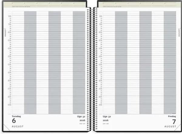 Aftalekalender A4 dag sort PP-plast 2026