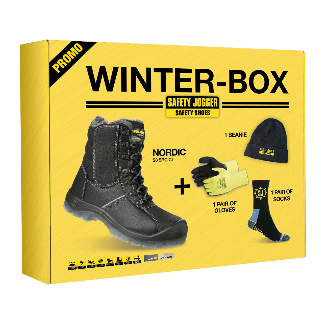 Sicherheitsschuh Box mit Mütze, Handschuhen, Socken