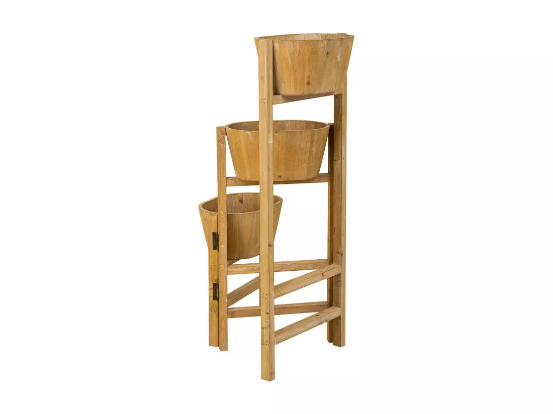 Support avec 3 paniers en bois marron 89x18x79h