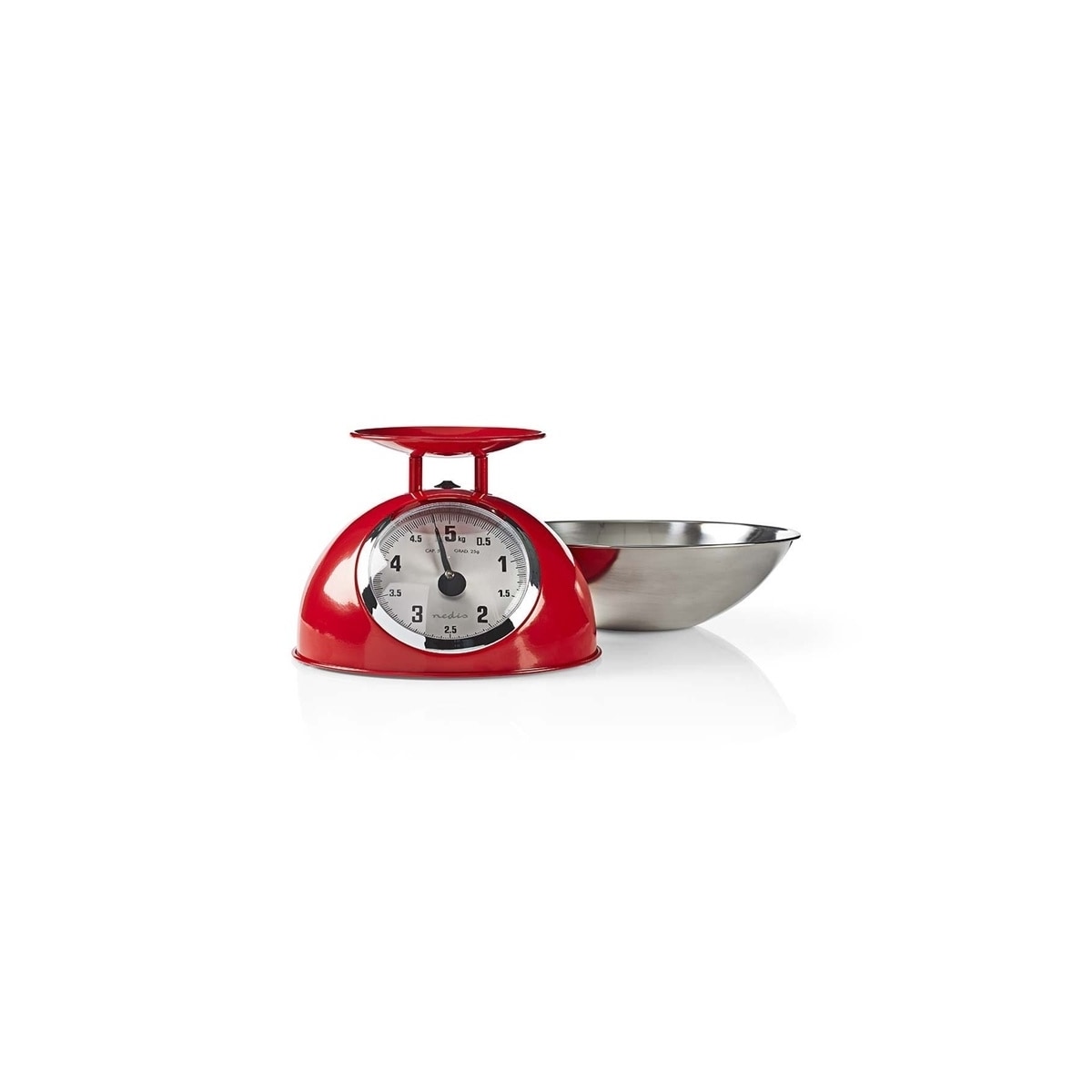Nedis Kjøkken Scales | Analog | Rustfritt Stål | Avtakbar bolle | Rød