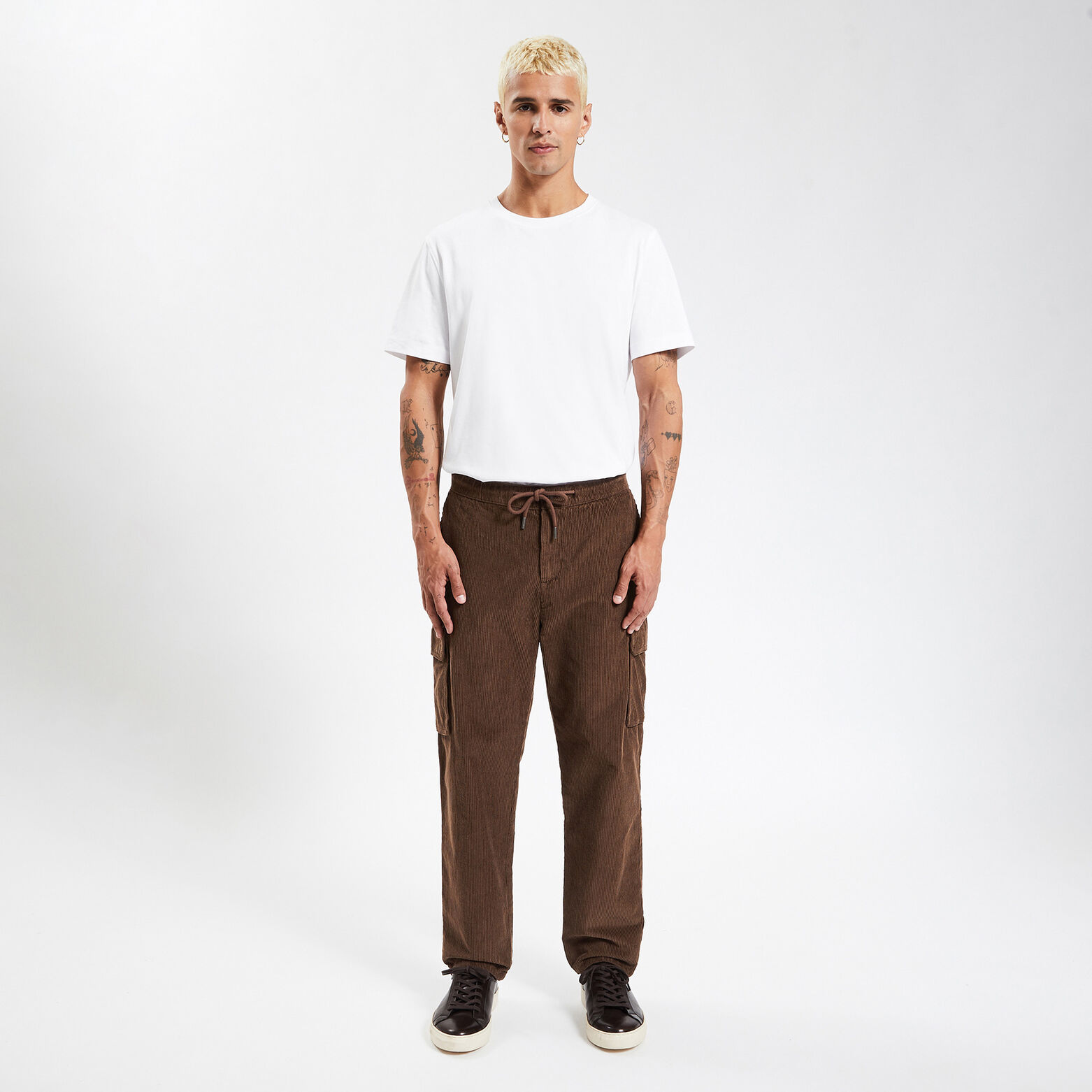 Pantalon cargo en velours coton recyclé Marron