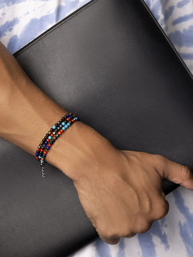 Nialaya The Mykonos Collection - Turquoise, Red Glass Beads, Blue Lapis, Hemat Multi