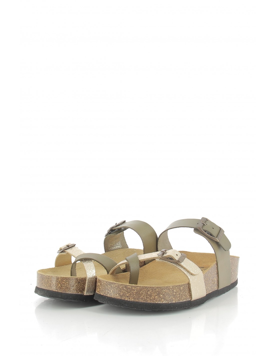 plakton Mules femme cp bombay cuir kaki/doré