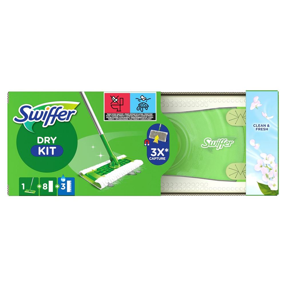 SWIFFER Boden Starterset Bodenstab   8 Trockentücher   3 Wet Wischtücher 1 Stk