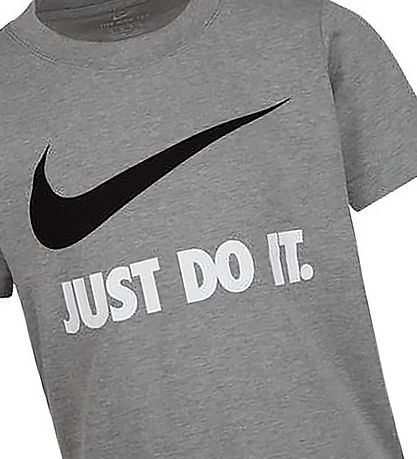 Nike T-Shirt - Swoosh - Dark Heather/White