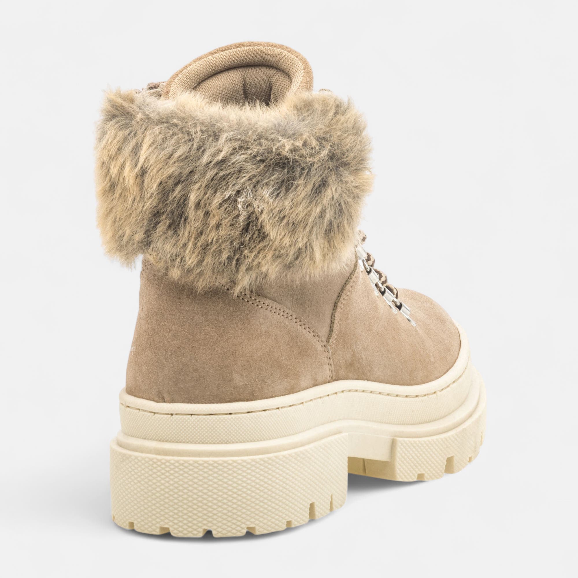Bottines à lacets Femme en cuir beige