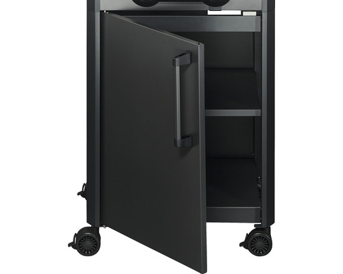 Enders eFlow Pro 2 Turbo Shadow elektrische grill, grafietgrijs, 3 kW, inclusief dekselthermometer, vetopvangbak, grillrooster, zijplank, netsnoer, warmhoudrek