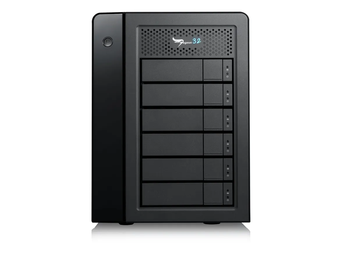 Promise Pegasus32 R6 - Harddisk-array - 24 TB - 6 bays (SATA-600) - HDD 4 TB x 6 - Thunderbolt 3, USB 3.2 Gen 2 (ekstern)