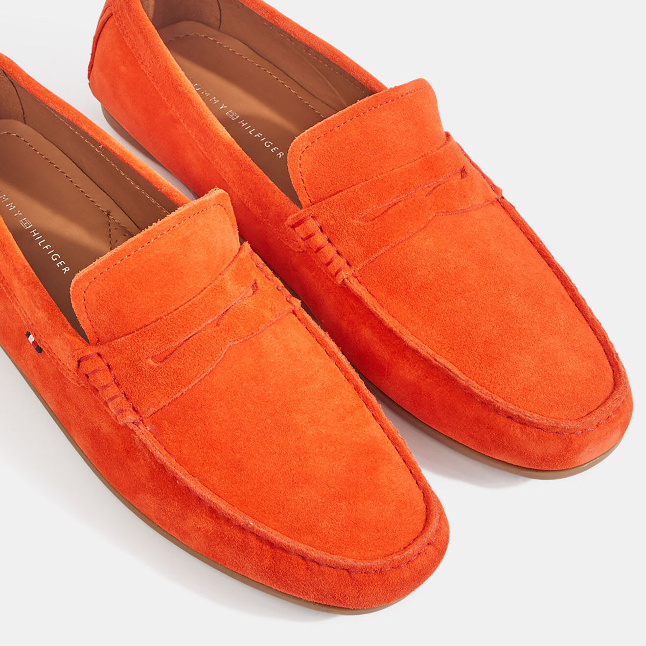 Tommy Hilfiger Mocassins en Velours de Cuir Driver orange