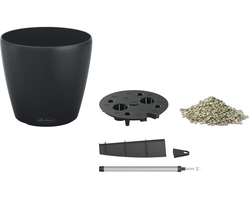 Lechuza Classio Eco plantenbak van 100% gerecycled kunststof, Ø 60 cm, donkergrijs, inclusief zelfbewateringssysteem