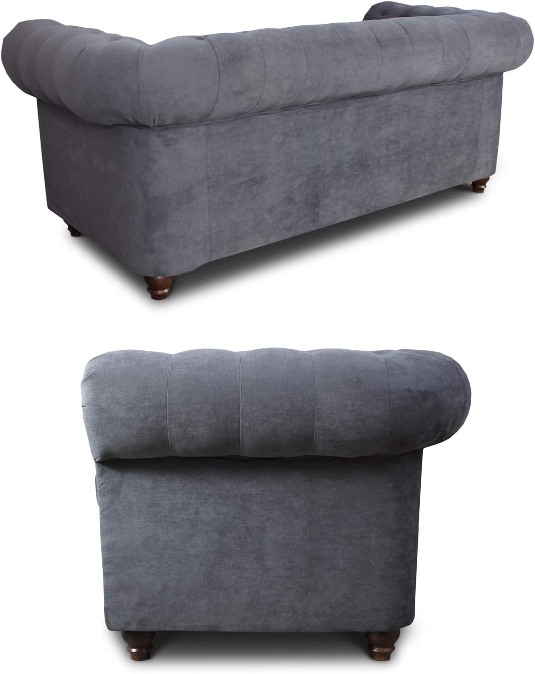 Sofnet Sofa Chesterfield Asti 2-Sitzer, Couchgarnitur 2-er, Sofagarnitur, Couch mit Holzfüße, Polstersofa - Glamour Design, Velours (Beige (Velvet 28))
