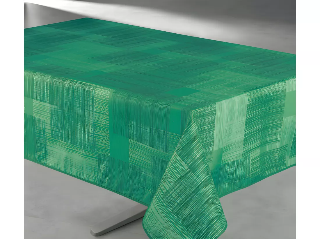 Nappe antitache imprimée Géo rectangulaire 145 x 240 cm - Couleur: Vert