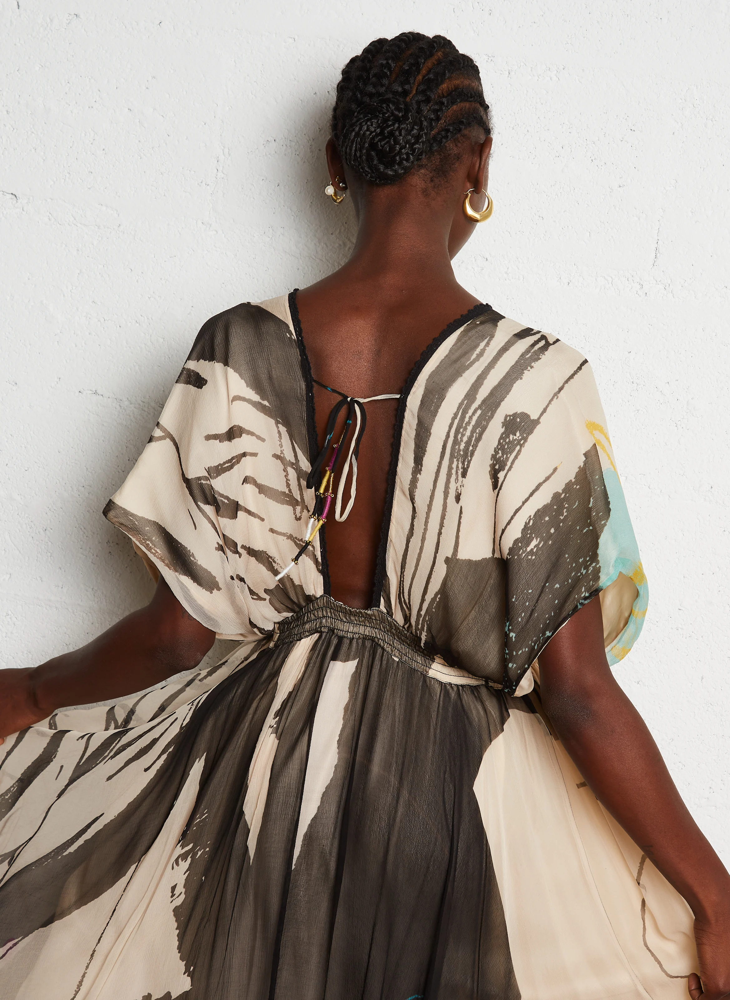 MICASSO - Robe longue imprimée fluide | Multicolore