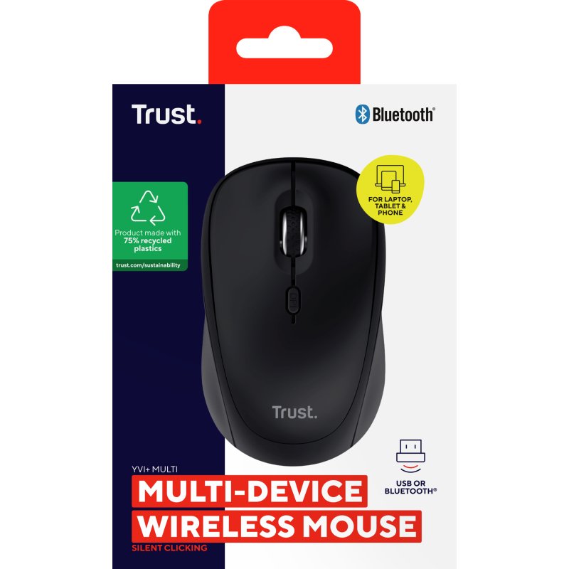 Trust Yvi+ souris Universel Ambidextre RF sans fil + Bluetooth Optique 1600 DPI