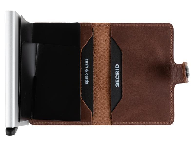 SECRID Portemonnaie Miniwallet Vintage Braun Noten- und Karten-Portemonnaie mit RFID-Schutz