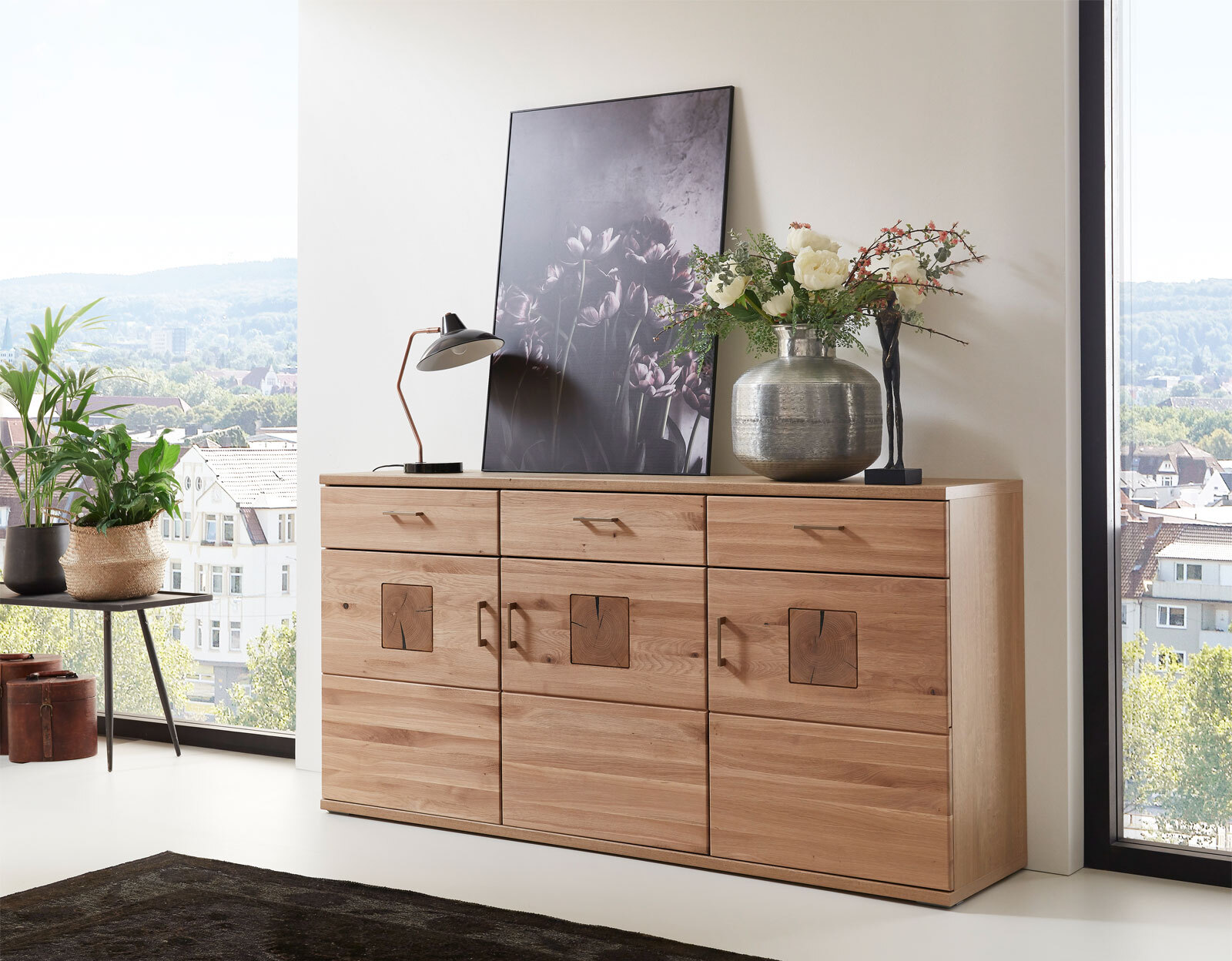 Sideboard Kansas Front Alteiche massiv geölt 180x91x43,8 cm