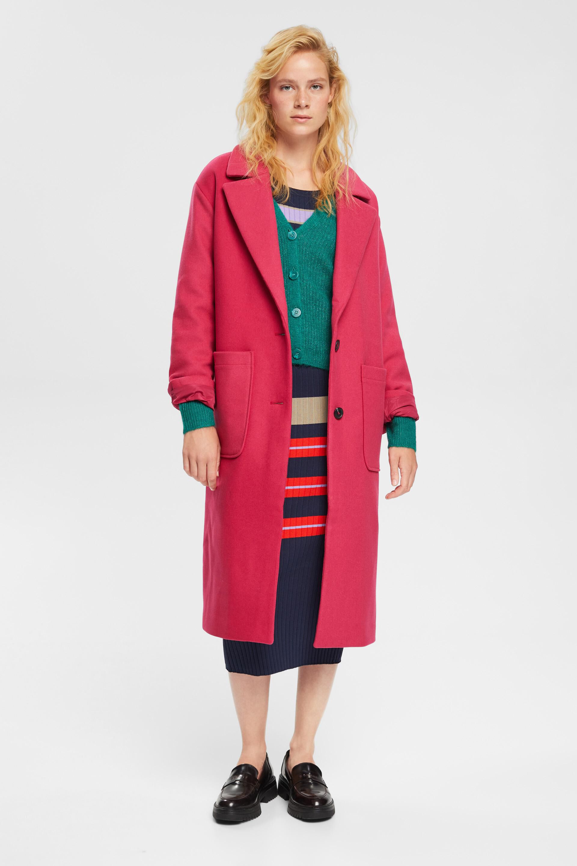 Manteau long en laine mélangée