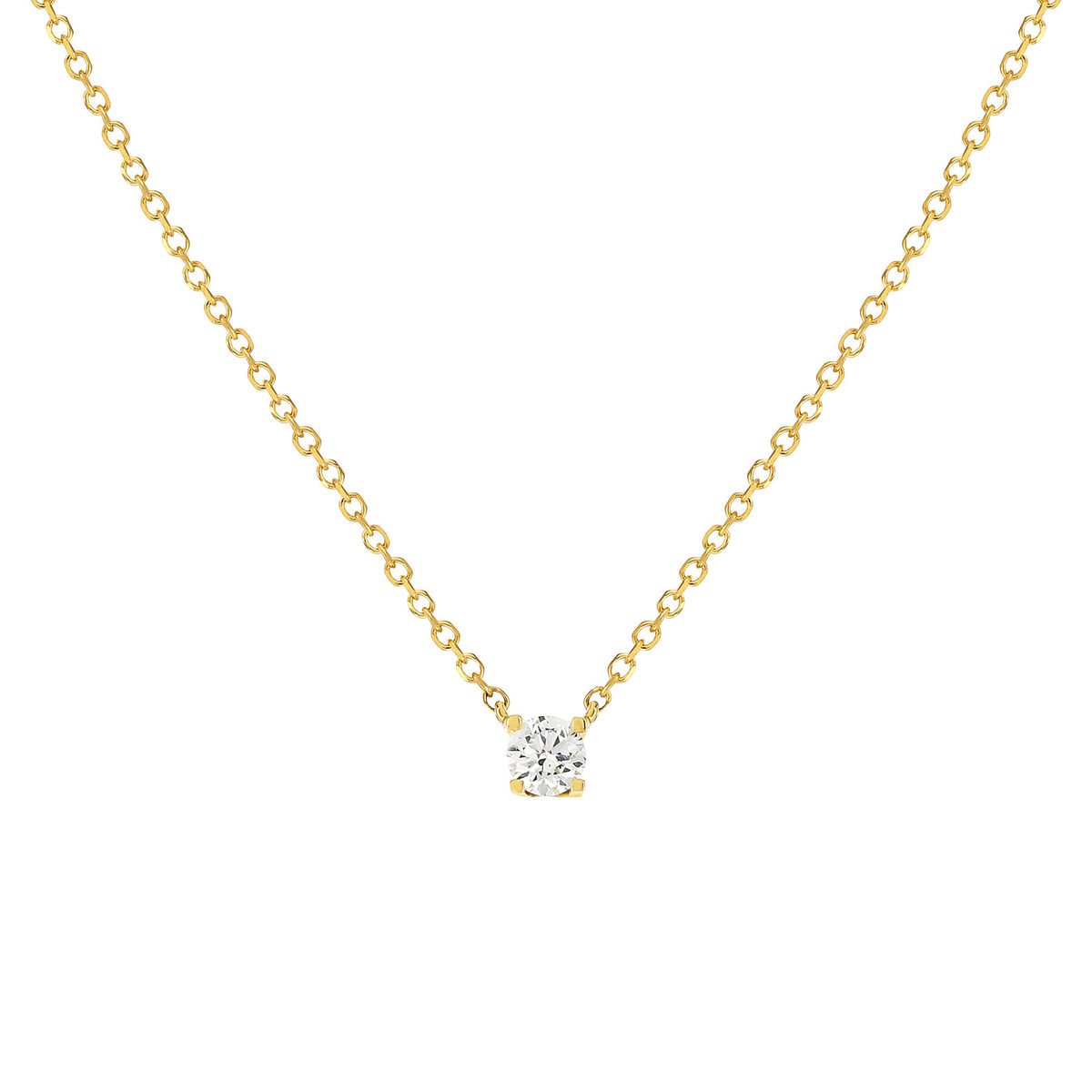 Collier or 750 jaune diamant synthétique 42 cm
