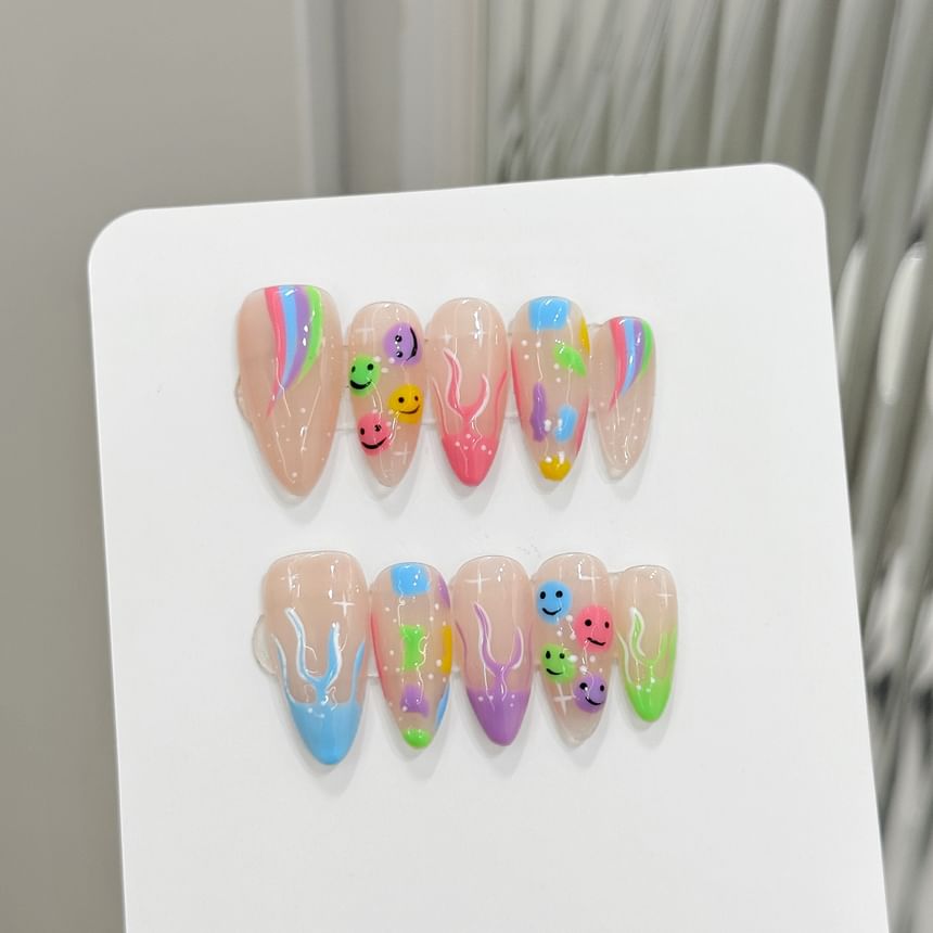 eovda - Smiley Rainbow Almond Press On Nail