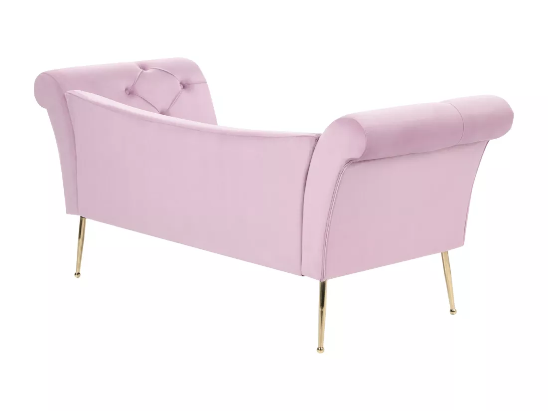 Chaise longue en velours violet clair NANTILLY