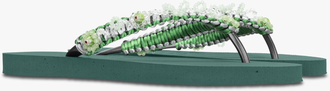 UZURII groene uzurii teenslippers macrame green blossom