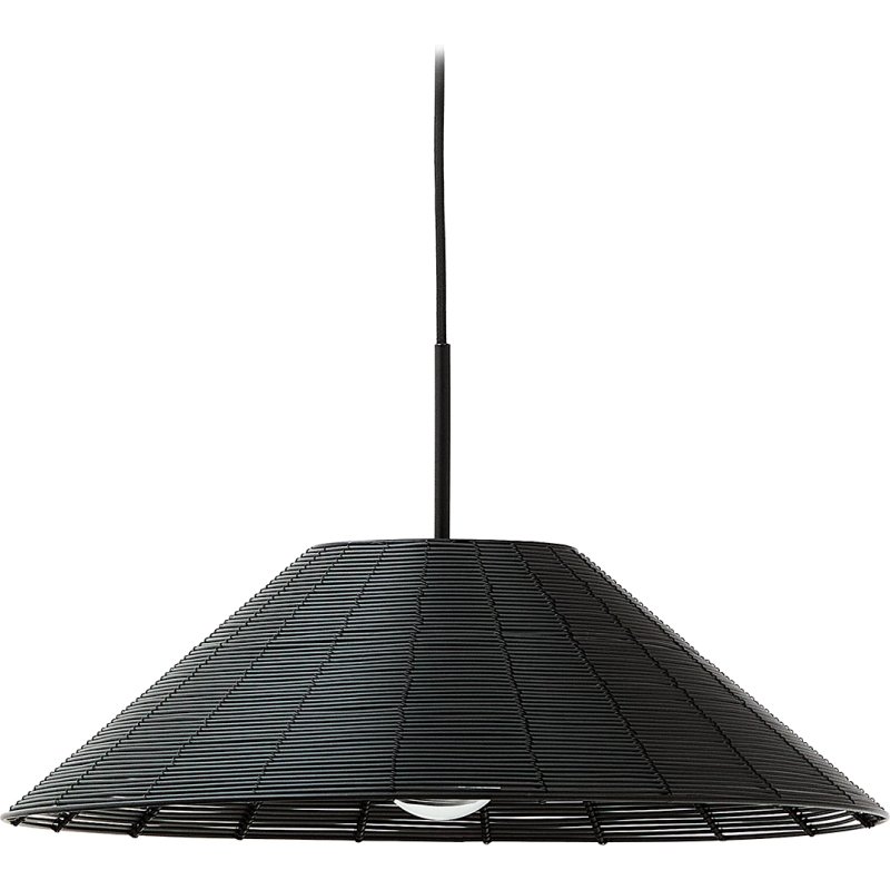 Abat-jour pour plafonnier extérieur Saranella en rotin synthétique noir Ø 50 cm