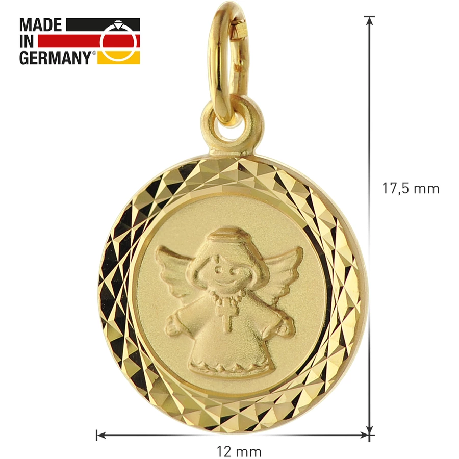 trendor Engel Schmuck-Anhänger für Kinder Gold 585 + vergoldete Kette gold