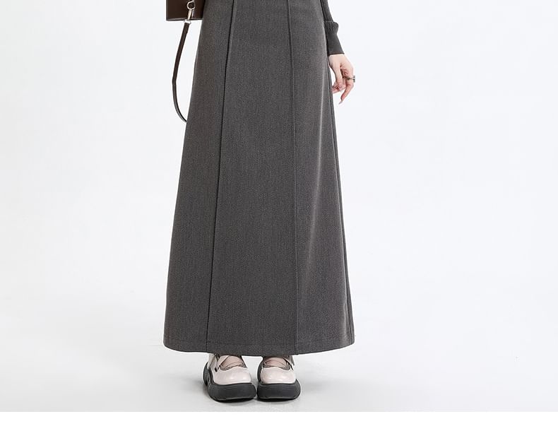 Denimot - Maxi A-lijn rok met hoge taille en effen panelen