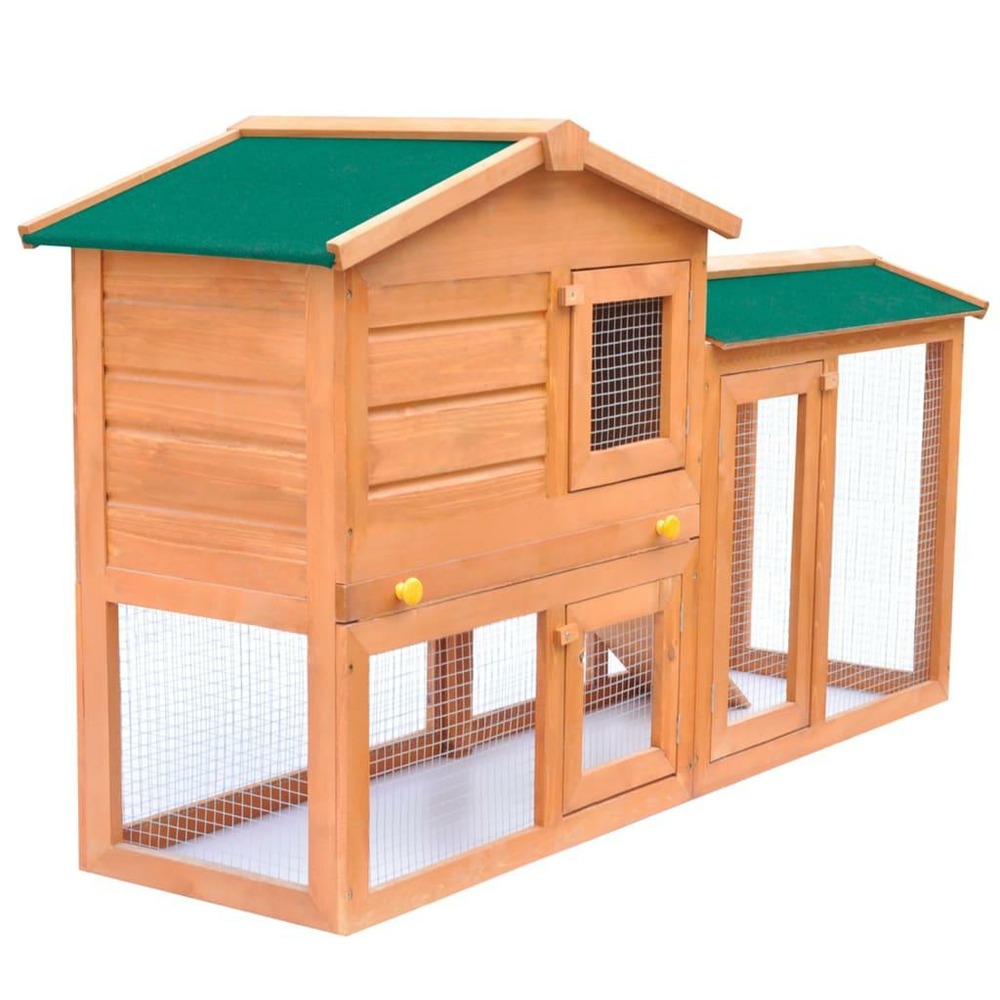 Clapier large d'extérieur 140 x 46 x 85 cm pour petits animaux de compagnie bois
