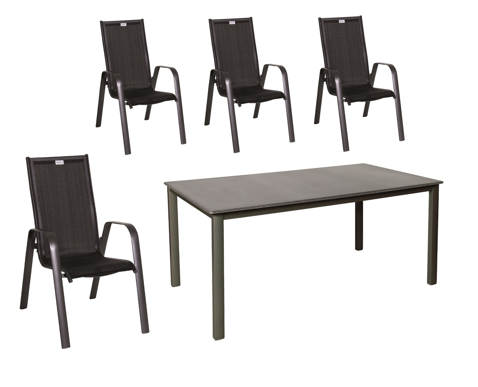 5-teiliges Gartenmöbel-Set - schwarz-anthrazit - stapelbar - 160x90 cm