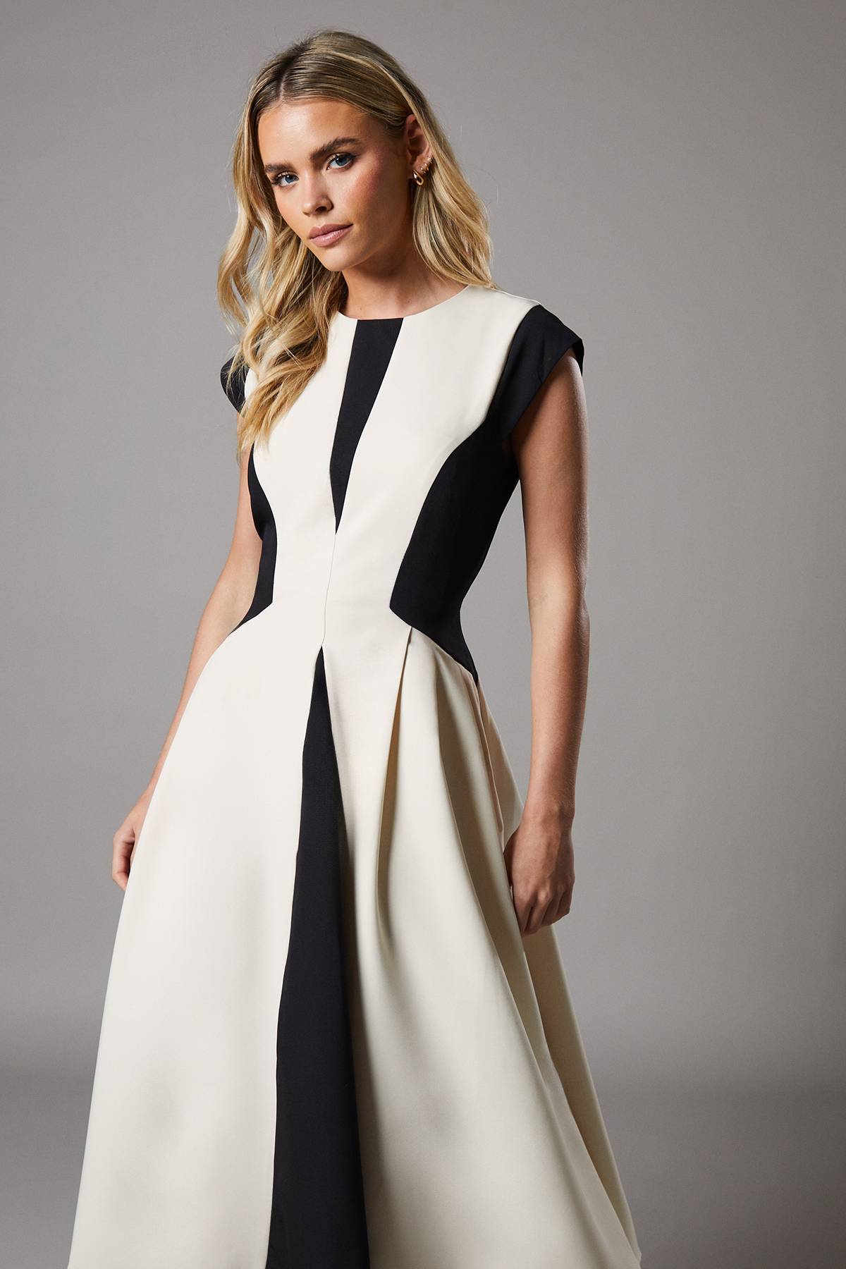 Coast Robe Midi Crêpe Petite à Blocs de Couleurs