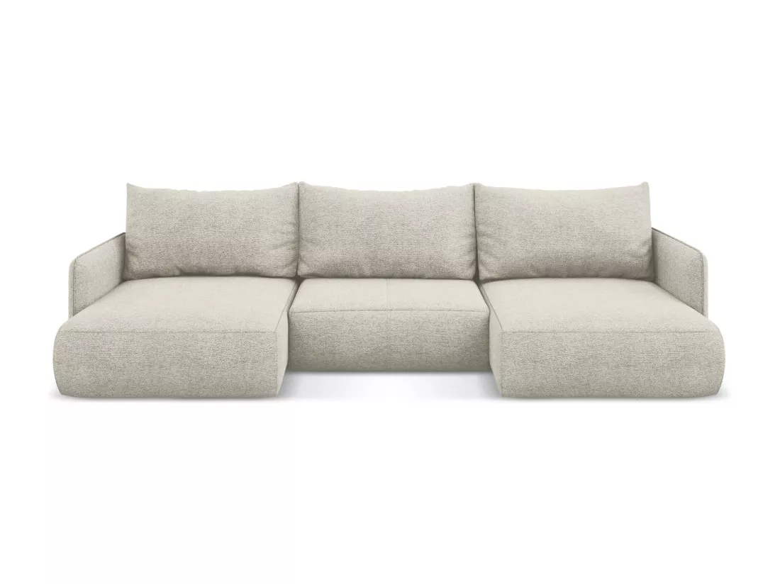 Canapé d'angle panoramique convertible en tissu chenille - argent - NANEA