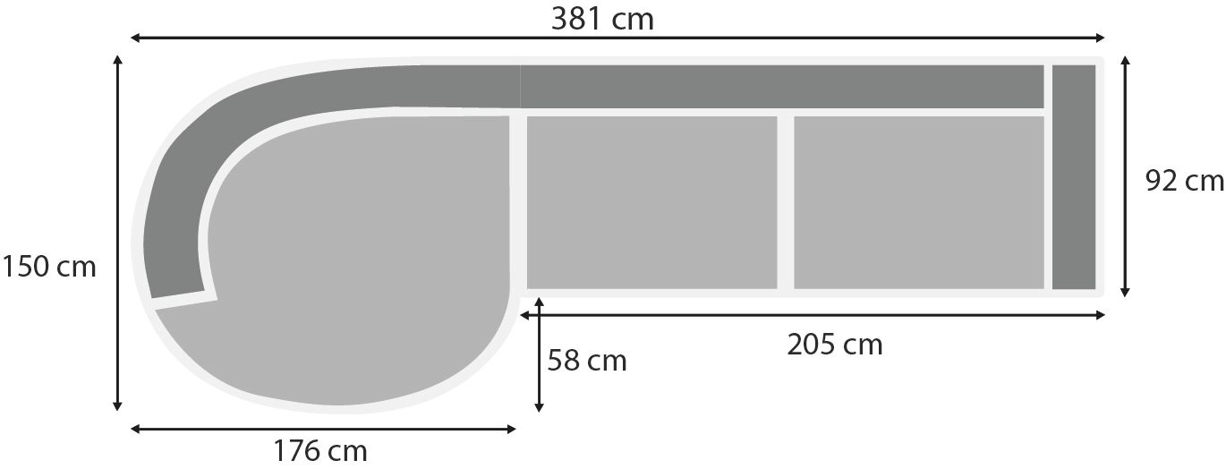 Loungebank stof Tiffany 05 Dordoni B381 x D150 x H92 cm