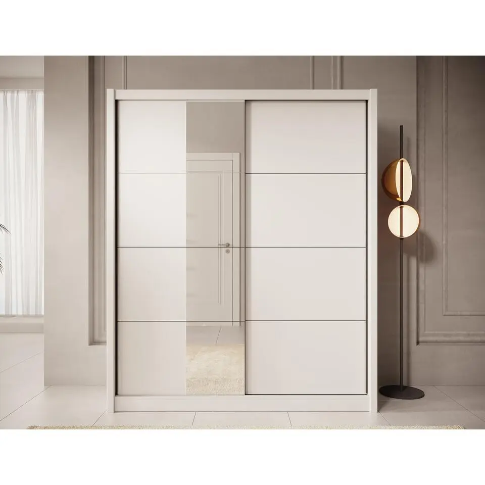 Meubella - Kledingkast Azul - Wit - 180 cm - Met spiegel
