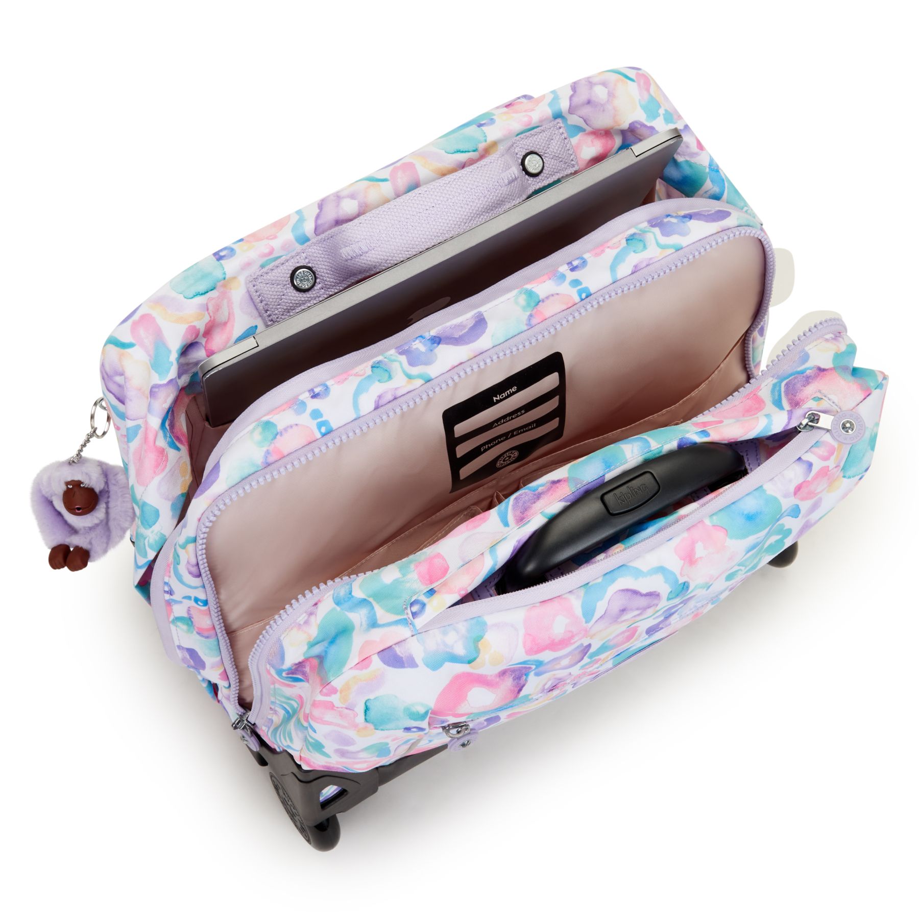GIORNO Grand sac à dos à roulettes avec compartiment pour ordinateur - Aqua Flowers
