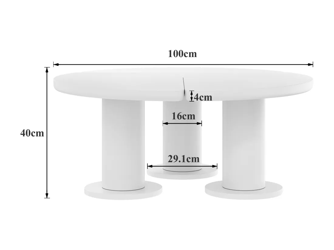 Lot de 2 tables basses rondes - D 100 x H 40 cm + D 39.8 x H 42.2 cm - Bois MDF - Blanc