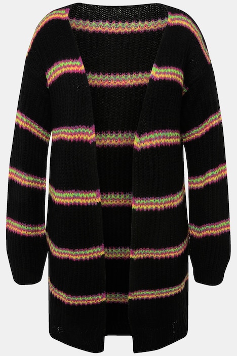 Strickjacke, Ringel, offene Form, Langarm
