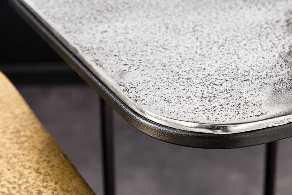 2er Set Beistelltisch ABSTRACT 55cm gold silber schwarz Metall handmade