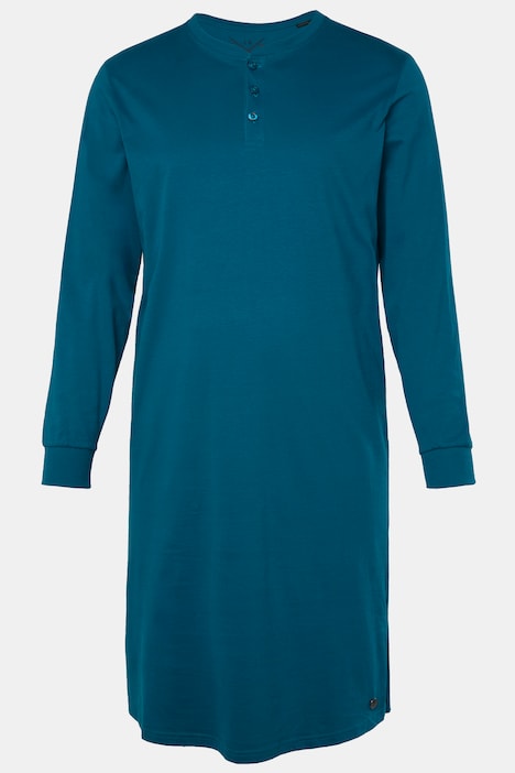 Nachthemd, Langarm, Henley, bis 8 XL