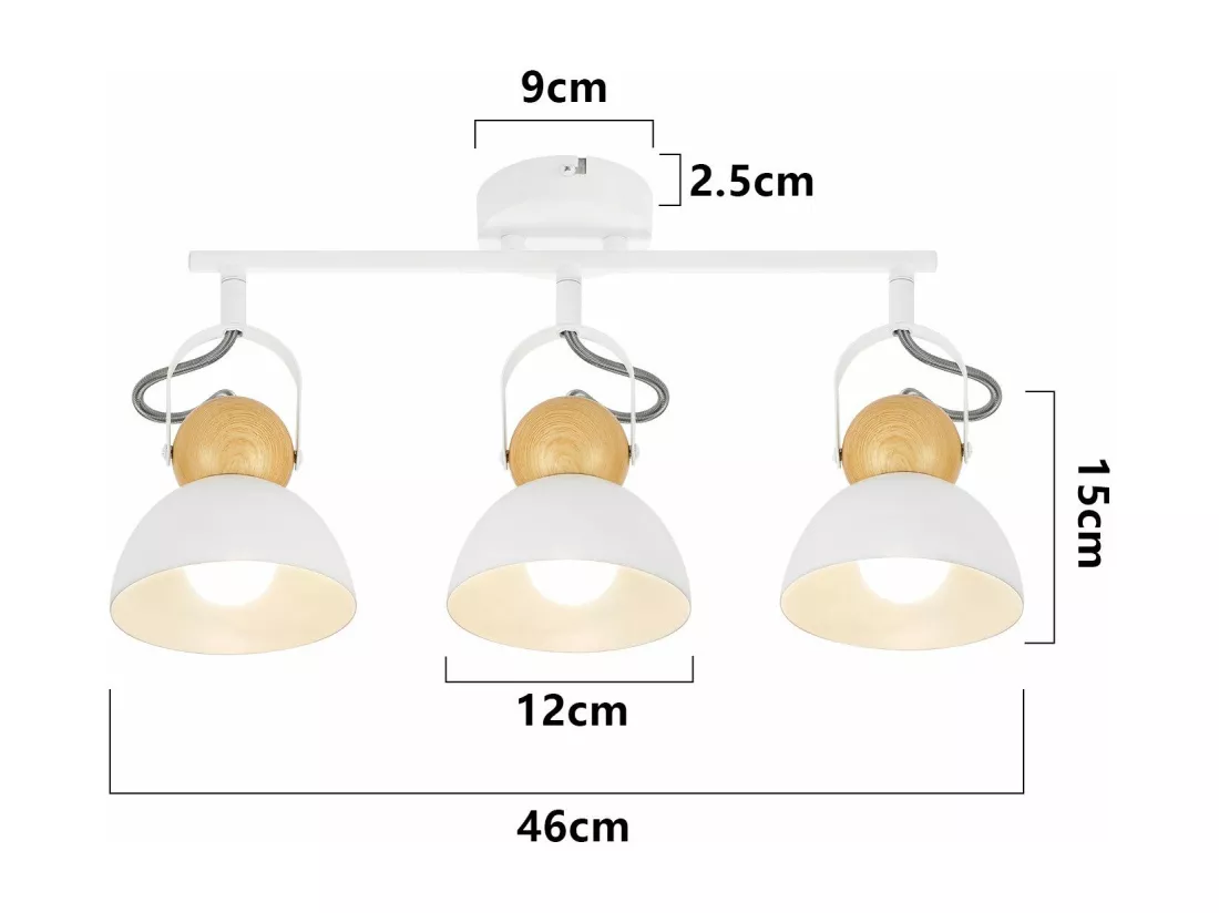 NETTLIFE Spot de plafond vintage noir E27 orientable 350° lampe de couloir rétro métal industriel orientable