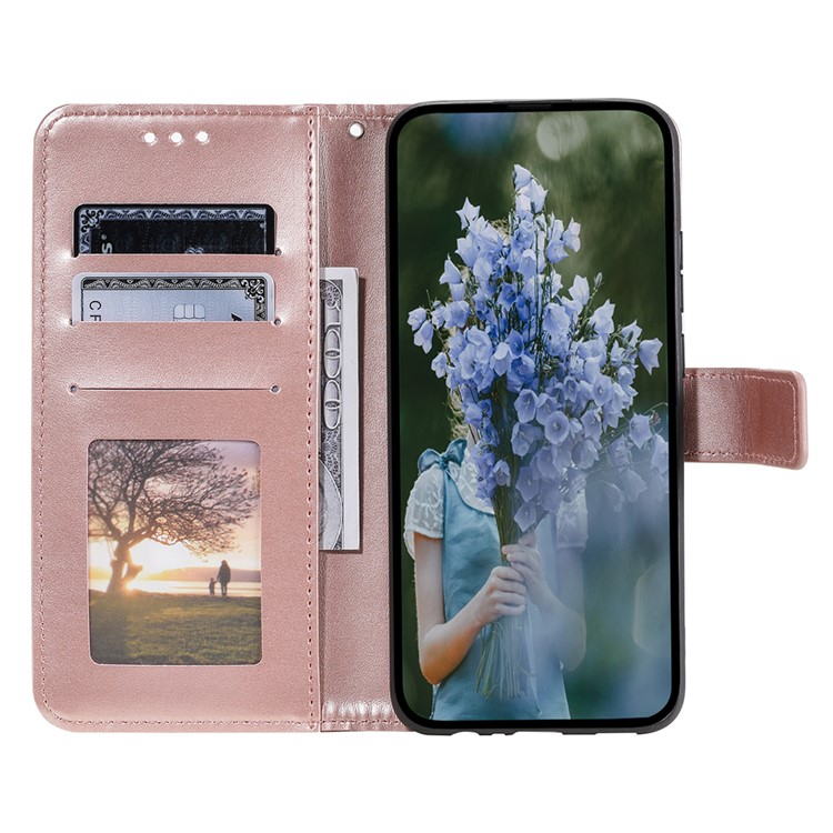 Samsung Galaxy A26 / A17 Leder Tasche Wallet - Mandala Flowers Imprint - Roségold