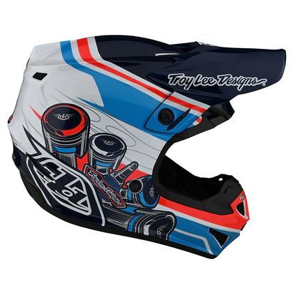 Casque cross TroyLee design SE4 POLYACRYLITE SKOOLY 2023 - Bleu / Orange