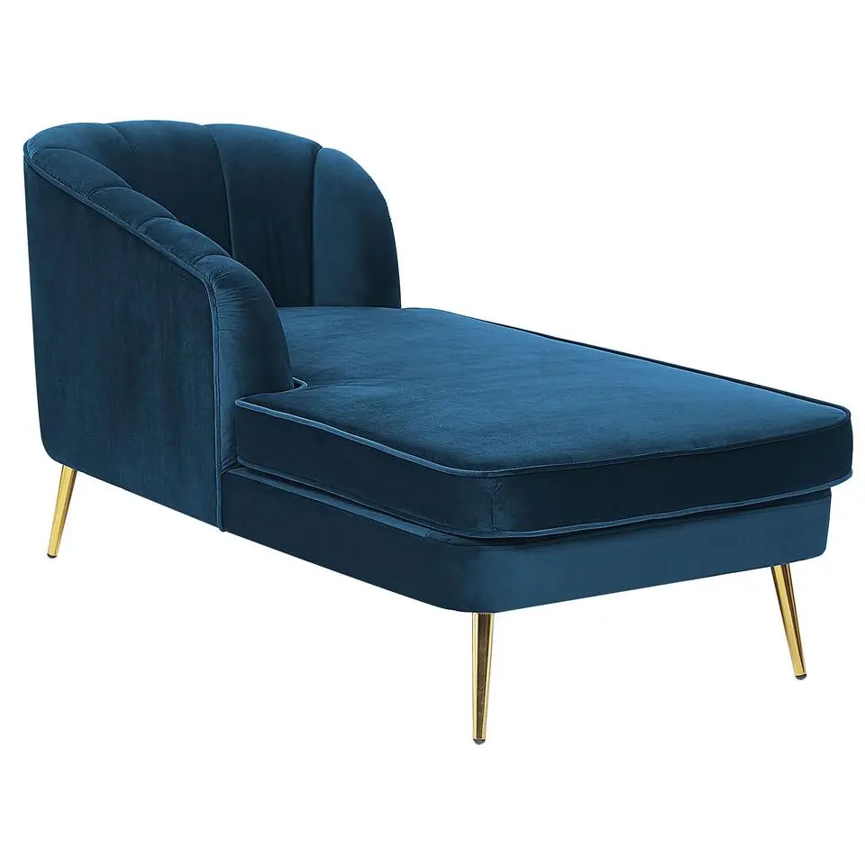 ALLIER - Chaise longue - Blauw - Rechterzijde - Fluweel