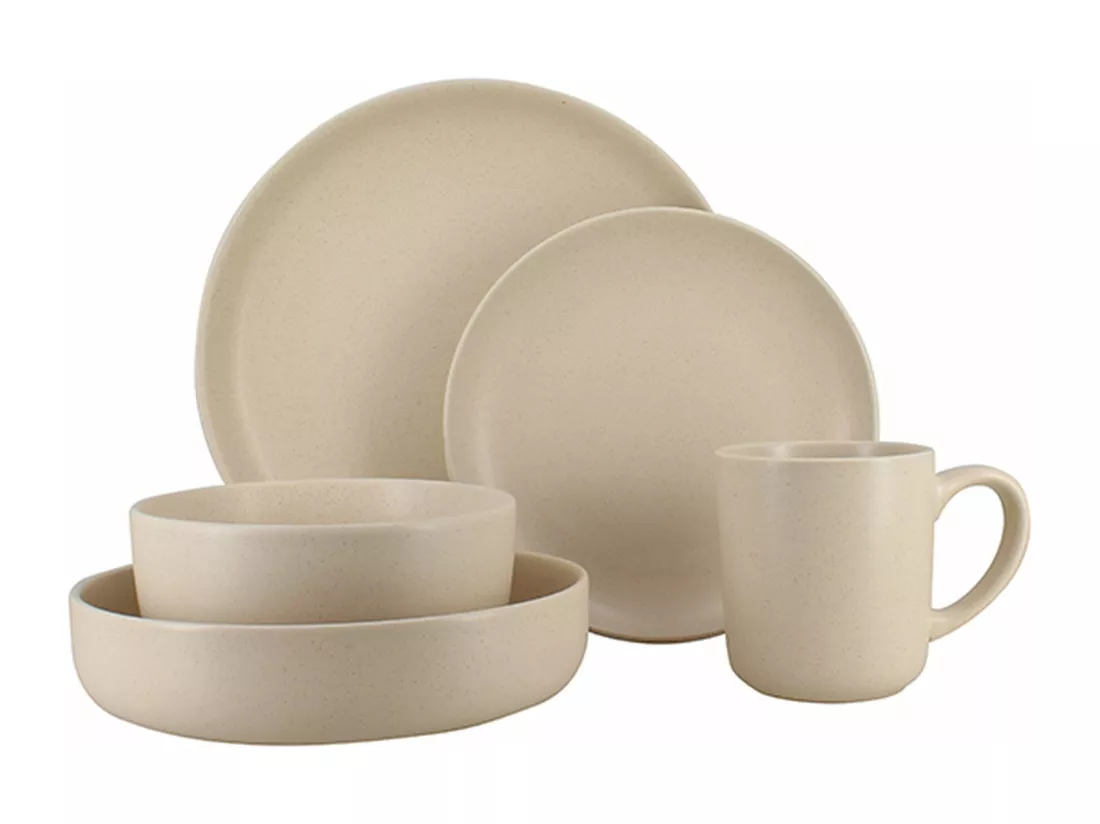 Novastyl - Lot 6 Assiettes A Dessert Arita 20.5cm En Gres Beige