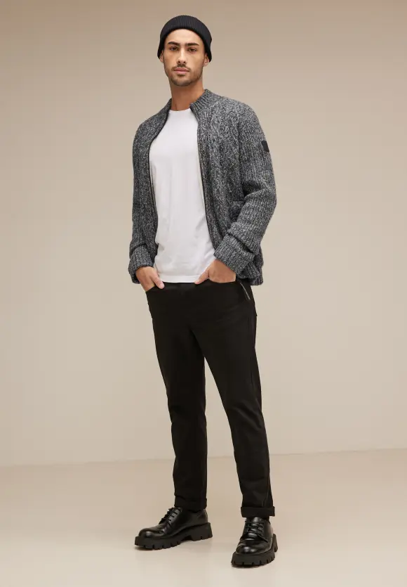 Strickjacke mit Teddyfutter - anthra grey melange