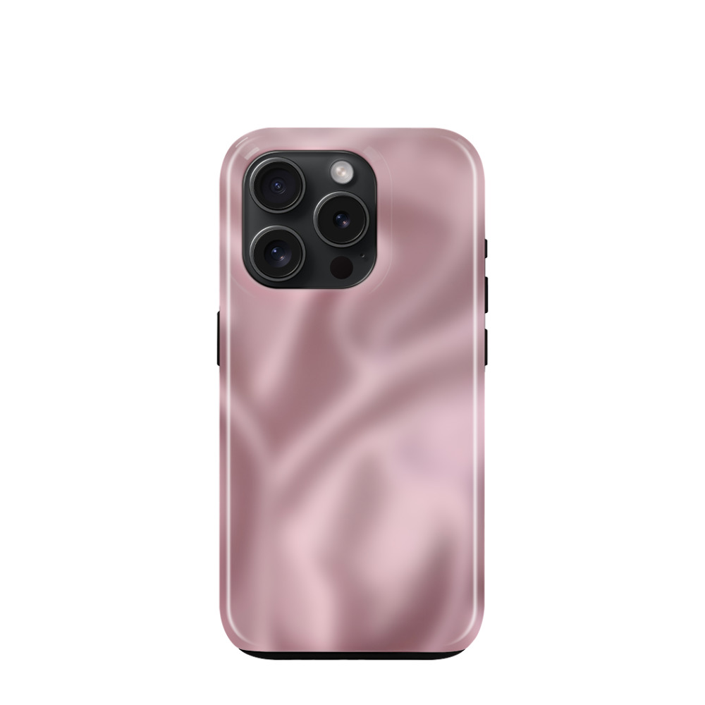 iPhone 15 Pro Hybrid (Kunststoff / Gummi) Hülle Seidenglanz 3 - Rosa