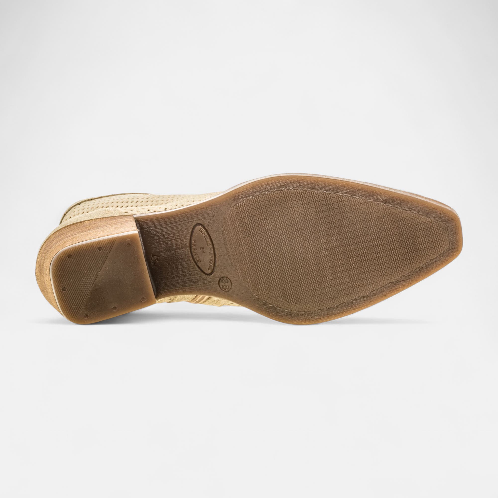 Santiags à talon Femme en cuir beige