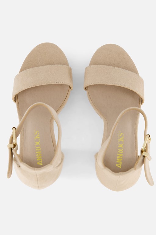 Ann Rocks Sandalen met hak beige Textiel